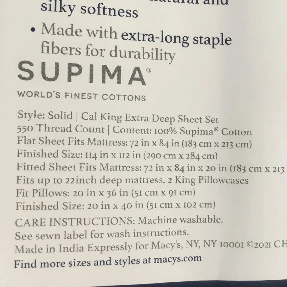 new CHERRY BLOSSOM PINK Charter Club 550 TC Cotton CAL KING Extra-Deep Sheet Set
